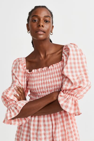 Puff-sleeved Seersucker Dress | H&M (US)