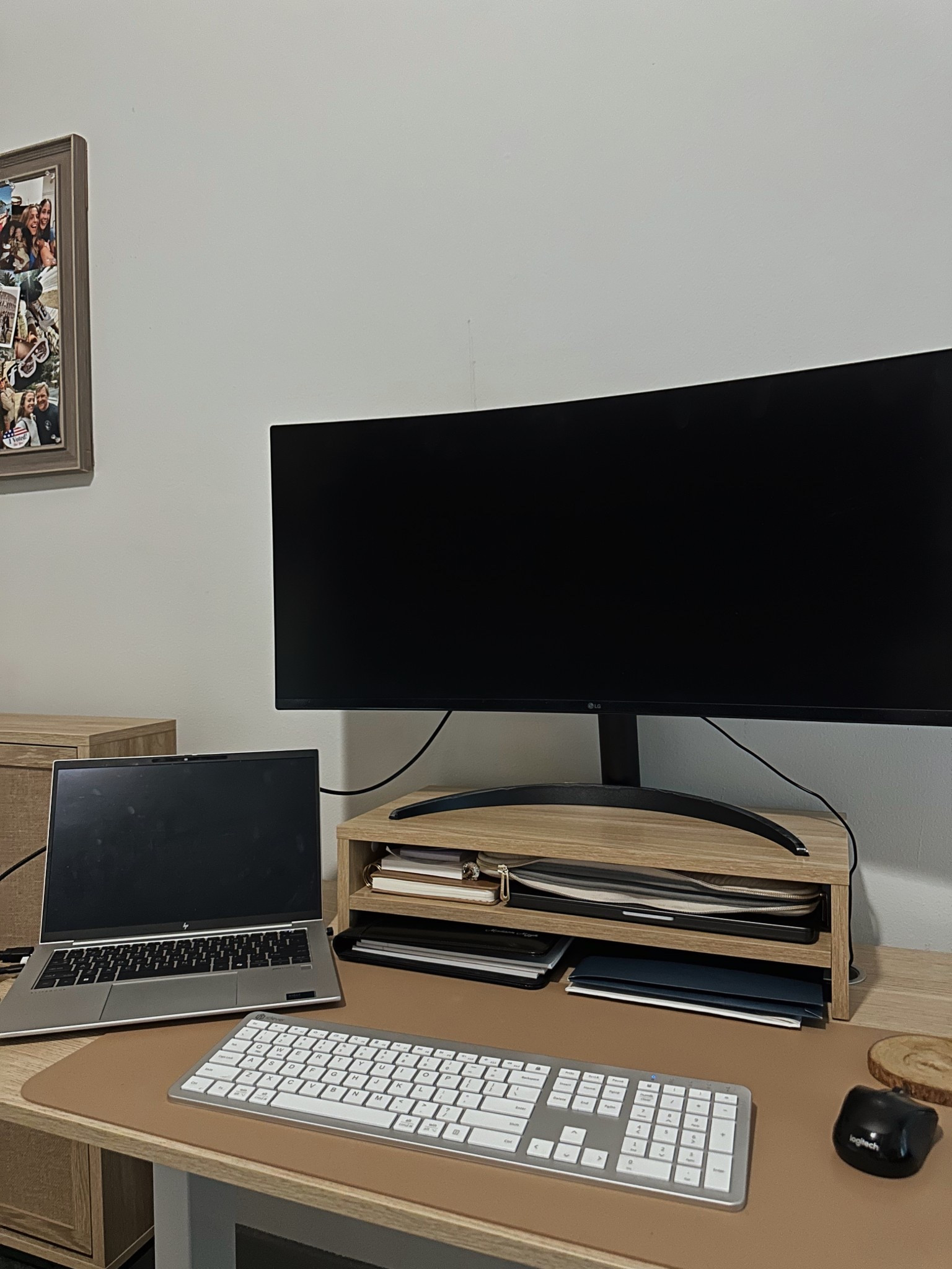 wfh set up, office, at home office essentials, treadmill desk, standing desk, wide monitor 