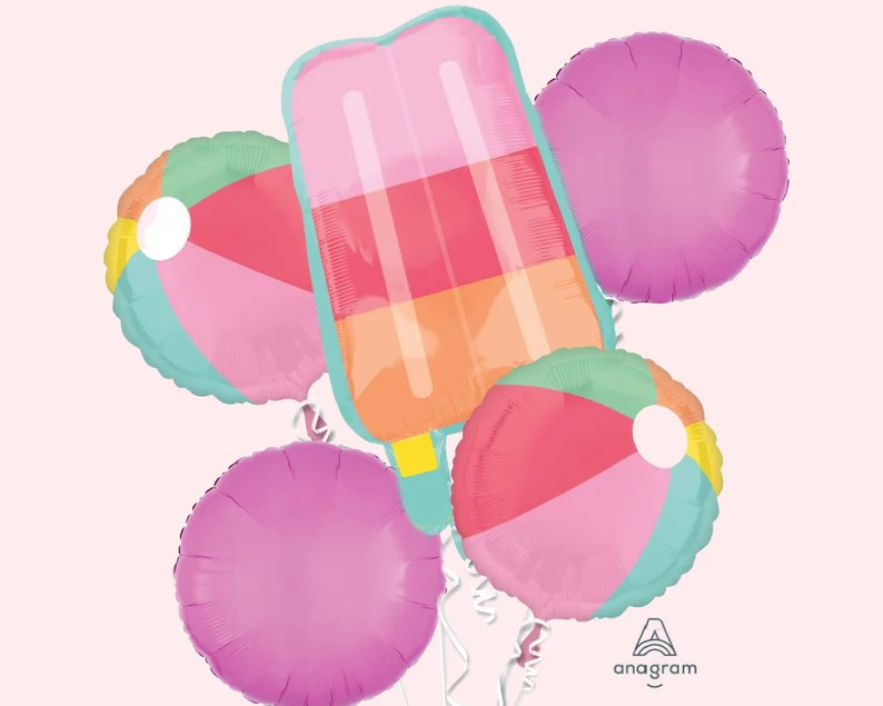 Pink Summer Ice Cream Balloon Bouquet Pool Party Birthday Decorations One in the Sun Summer Party... | Etsy (US)