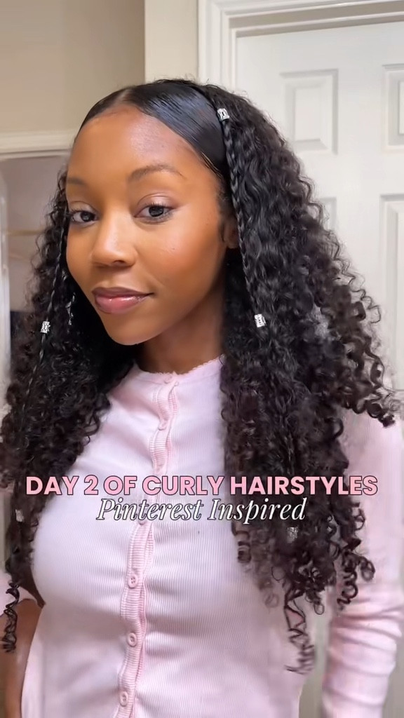Day 2 of Curly Hairstyles! This middle part with two braids is the cutest yet most simple way to elevate your wash n go! I’m definitely adding this to my go-to hairstyles now 💕

#LTKBeauty