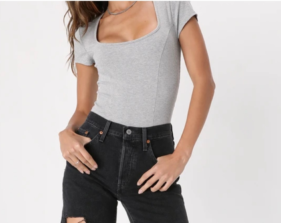 Casual flattering Heather grey bodysuit 

#LTKFind #LTKSeasonal #LTKstyletip