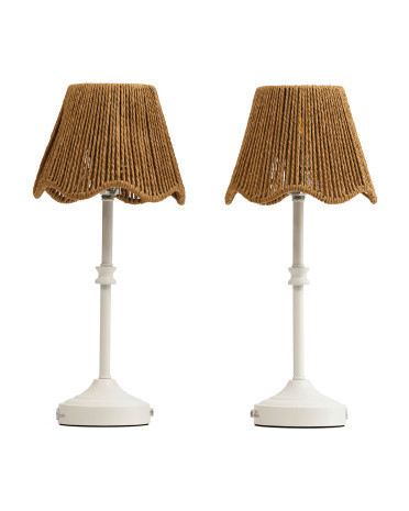 2Pk 15.5In Rechargeable Rattan Metal Table Lamps | TJ Maxx