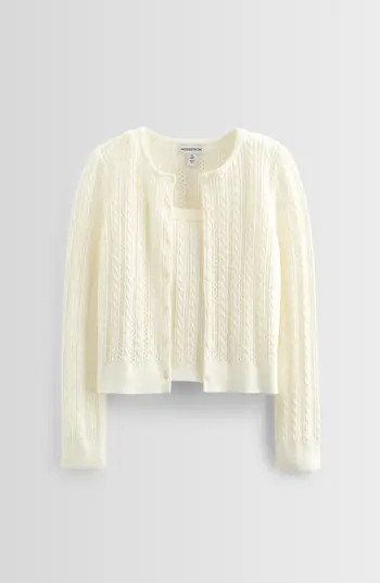 Nordstrom Kids' Cable Stitch Cardigan & Sweater Tank Set | Nordstrom | Nordstrom