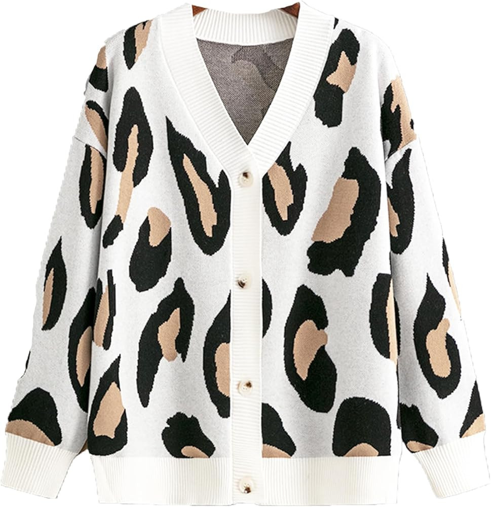 JASCLS Women's Cable Knit Long Sleeve Cardigan V-Neck Button Down Embroidery Chunky Oversized Swe... | Amazon (US)