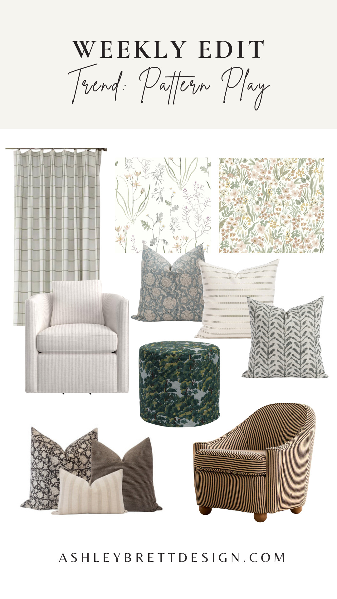 
2026 Interior Design Trends - Pattern Play! Add this with pillow covers, striped chairs, tapestry ottomans, and pattern curtains!  

 #LTKcanada #LTKhome