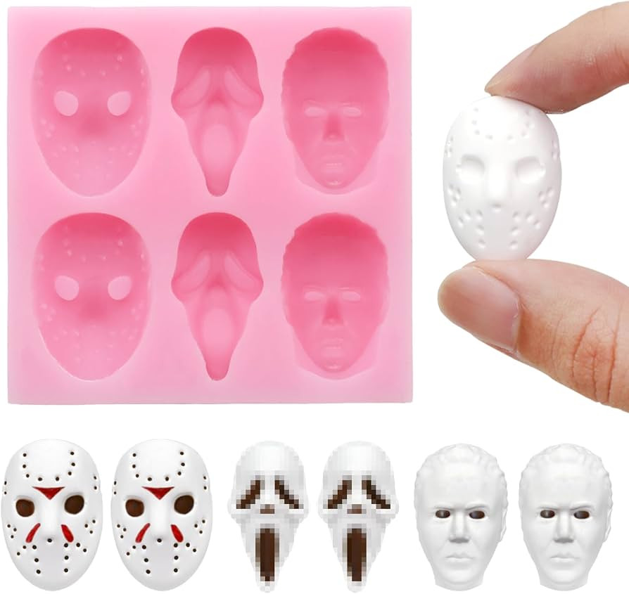 Halloween Chocolate Mold 3D Skull Scary Movie Characters Pink Silicone Molds Halloween Theme Food... | Amazon (US)