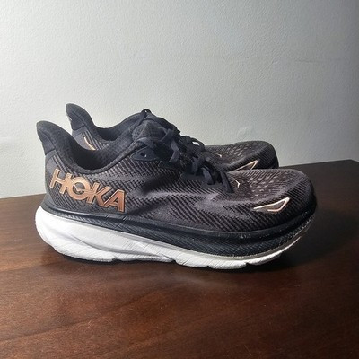 Size 9 D Hoka One One Clifton 9 Black Rose Gold | eBay US