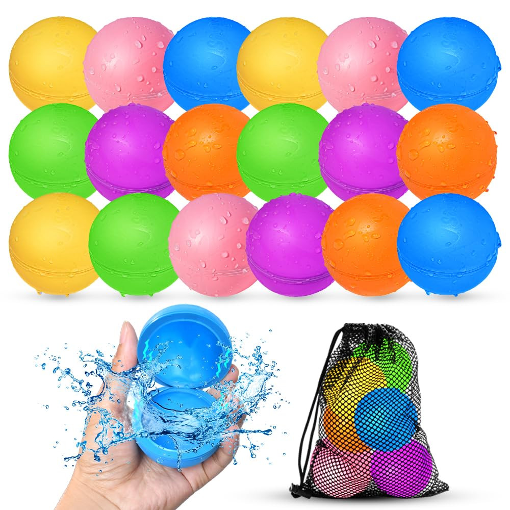 18Pcs Reusable Water Balloons for Kids, Pool Beach Water Toys for Boys and Girls, Outdoor Summer ... | Amazon (US)
