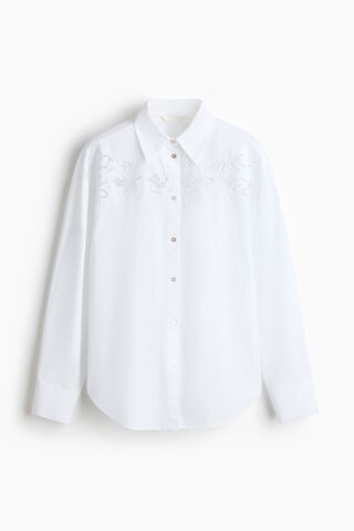 H & M - Eyelet-Embroidered Cotton Shirt - White | H&M (US + CA)
