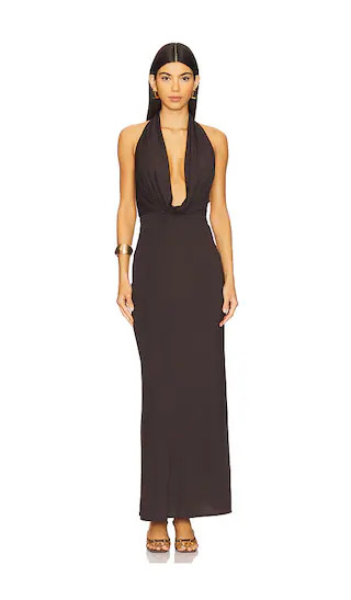 Nessie Cowl Maxi Dress in Dark Chocolate | Revolve Clothing (Global)