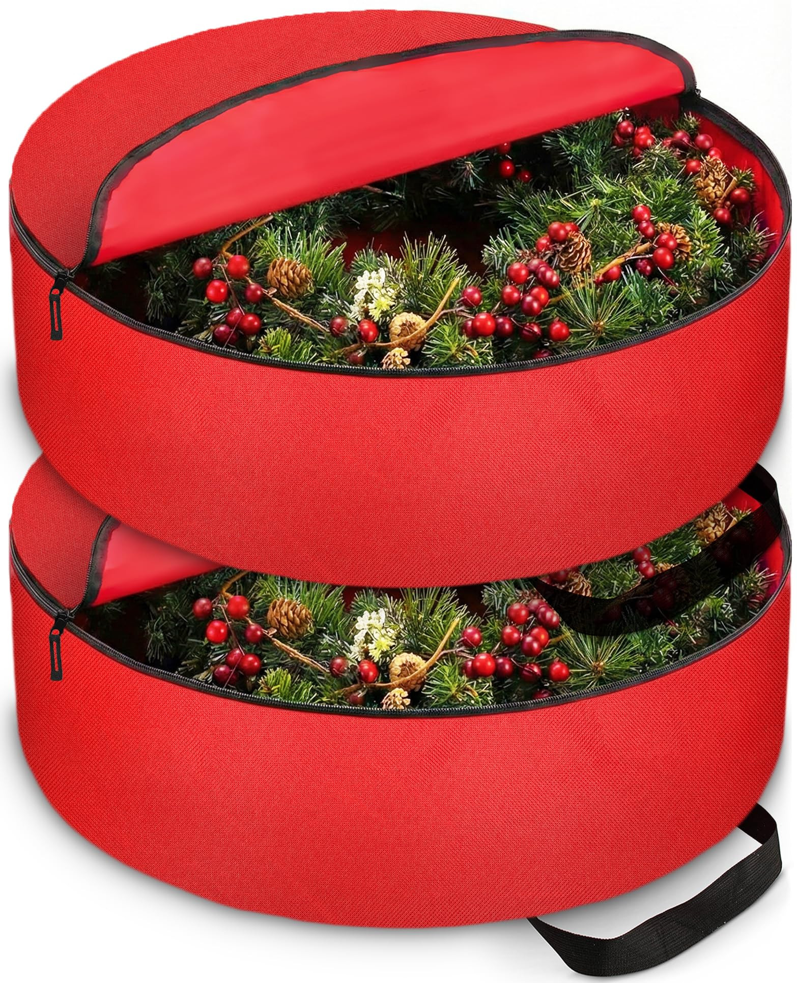 ZOBER 2 Pack Christmas Wreath Storage Container 30 Inch - Wreath Bag for Artificial Wreaths Box -... | Amazon (US)