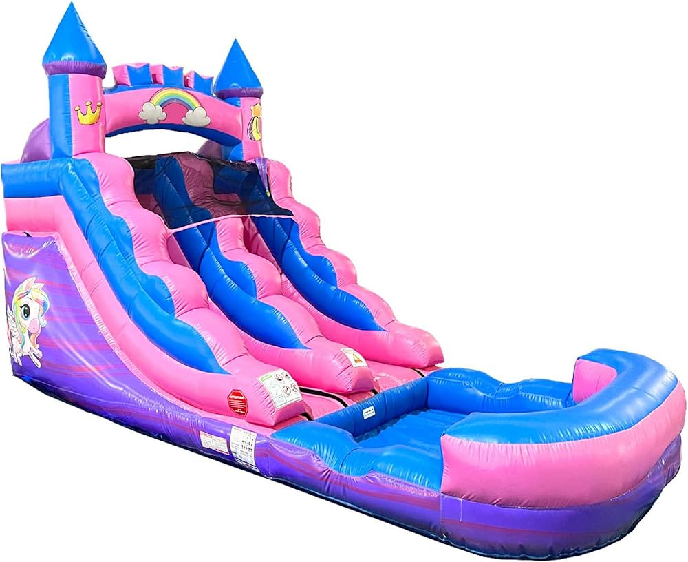Inflatable Water Slides for Kids - Backyard Inflatable Water Slides with Splash Pool - Pink Unico... | Amazon (US)