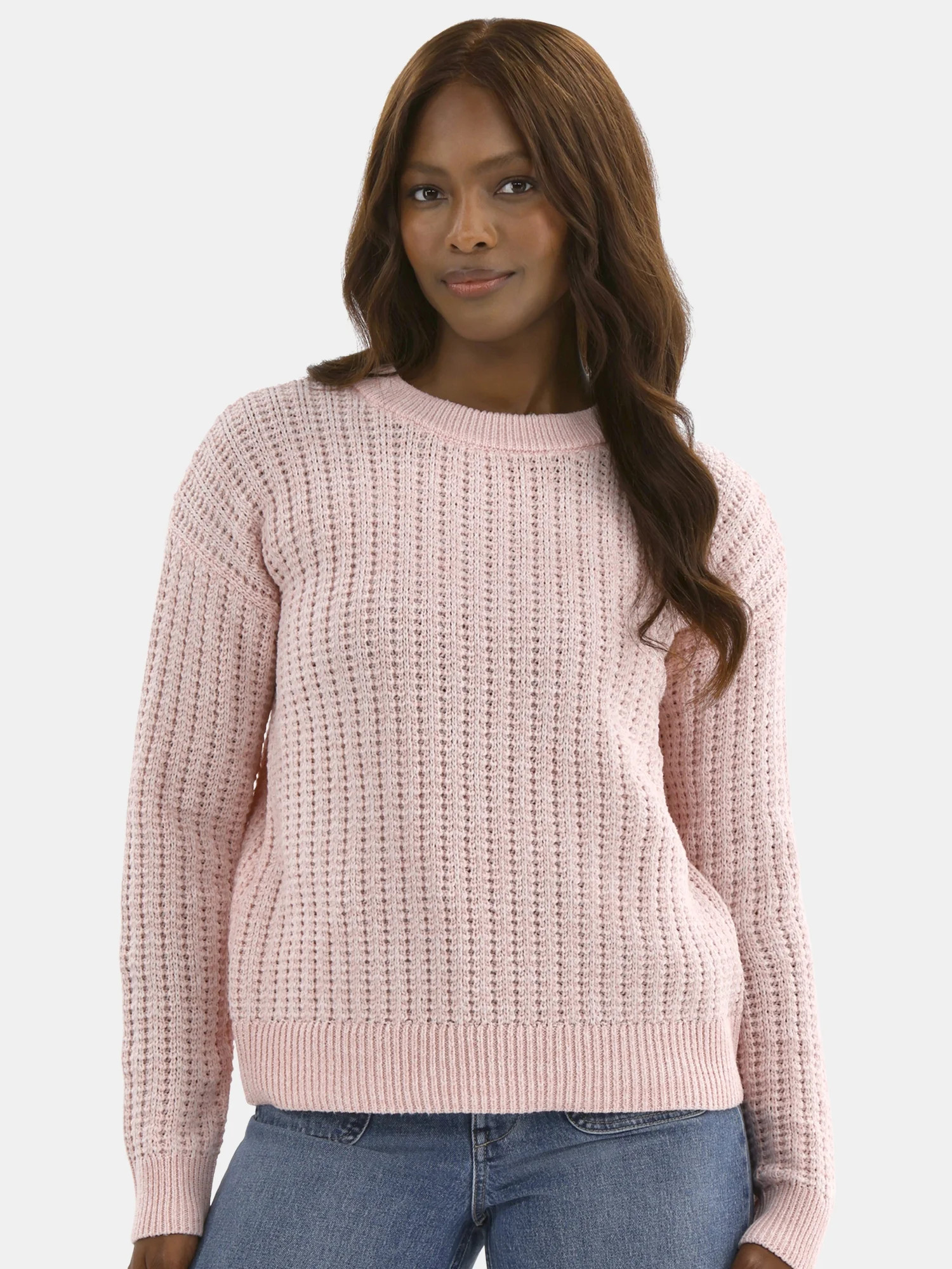 Time and Tru Women's and Women’s Plus Textured Stitch Sweater, Midweight, Sizes XS-4X | Walmart (US)