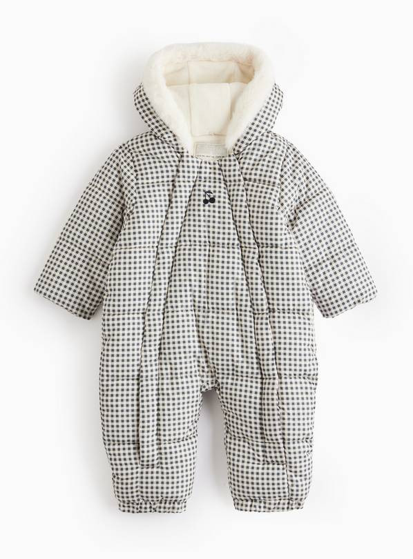 Gingham Printed Fleece Lined Snowsuit  Up to 3 mths | Tu Clothing