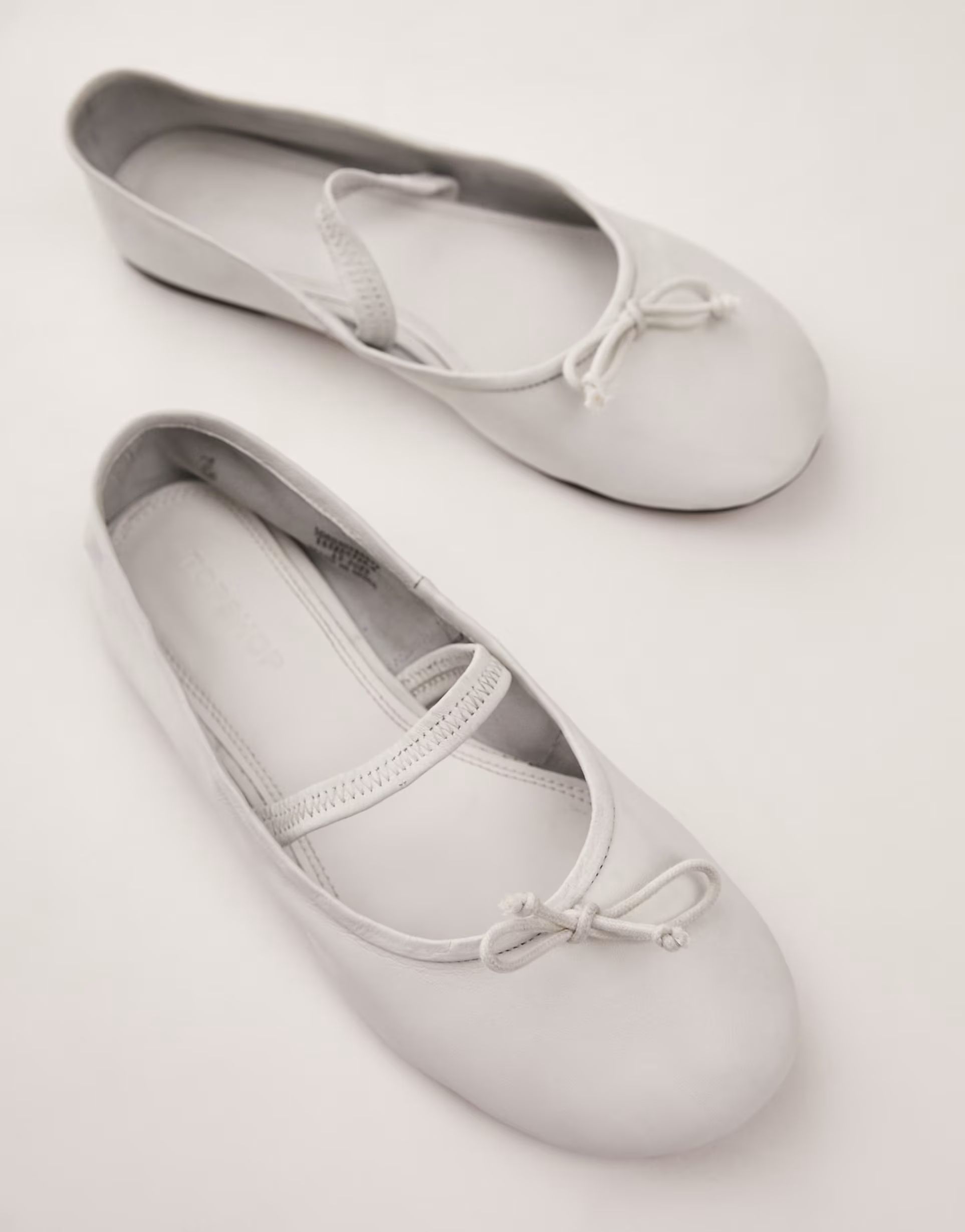 Topshop Brooke leather unlined ballerina shoe in white | ASOS (Global)