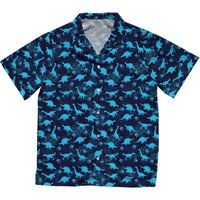 Dinosaur Urban Geometric Button Up Blue Unisex Nerdy Hawaiian Shirt | Etsy (US)