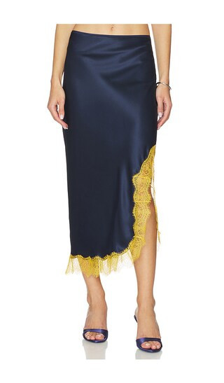 La Ligne Lace Slip Skirt in Navy. - size L | Revolve Clothing (Global)