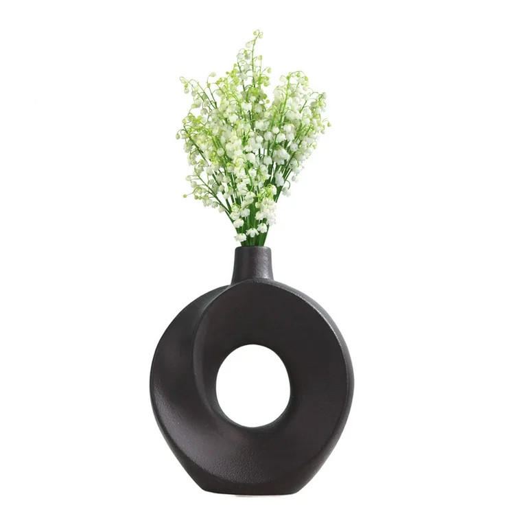 Darzheoy Ceramic Vases for Home Decor, Boho Small Flower Vase, Minimalist Decorative Modern Donut... | Walmart (US)