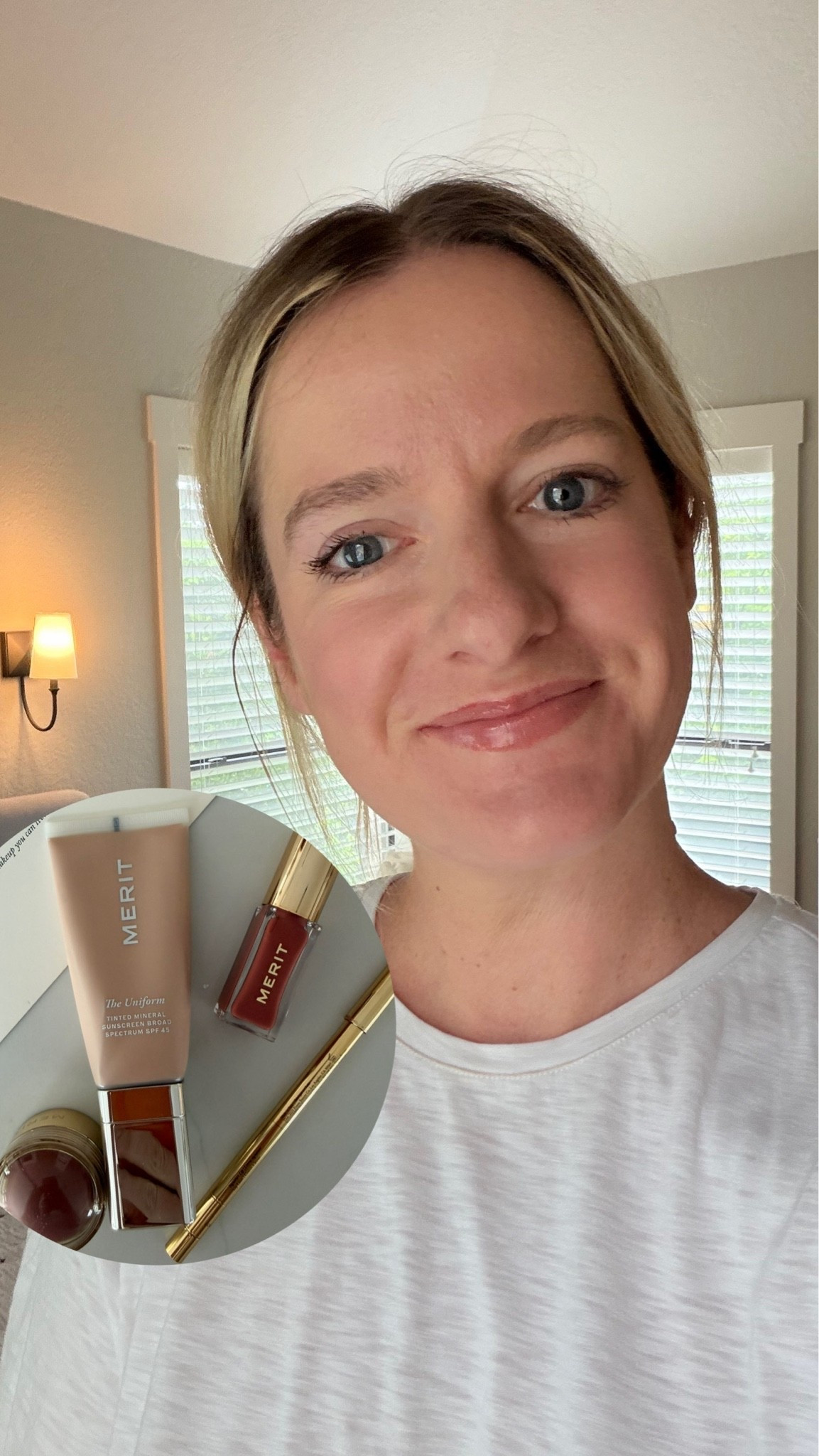 My 5 min face with @Merit 😍 used: tinted sunscreen, archival flush balm, rose lip liner and Marrakech lip oil! I’ve been using merit for 1.5 years now and will never look back. This tinted sunscreen has great coverage and feels light!

#LTKgrwm #LTKmomlife #LTKmorningroutine