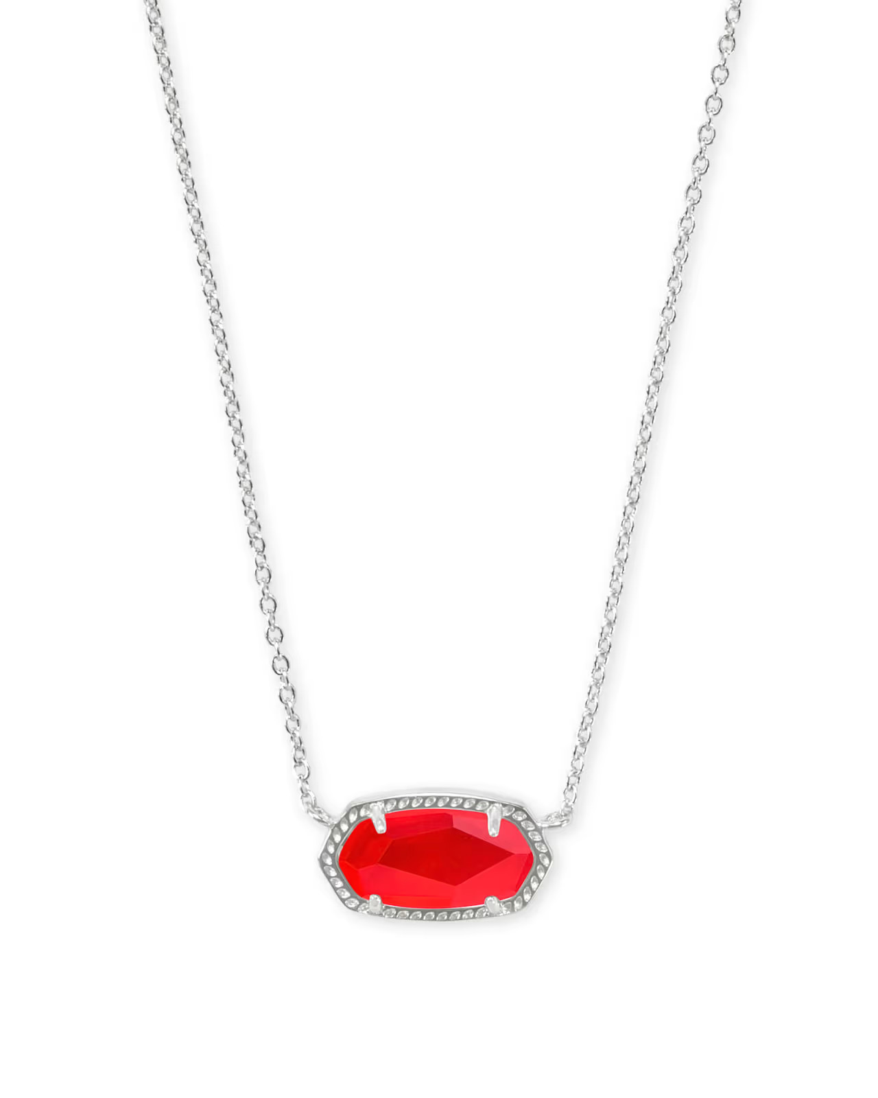Elisa Silver Pendant Necklace in Red Illusion | Kendra Scott