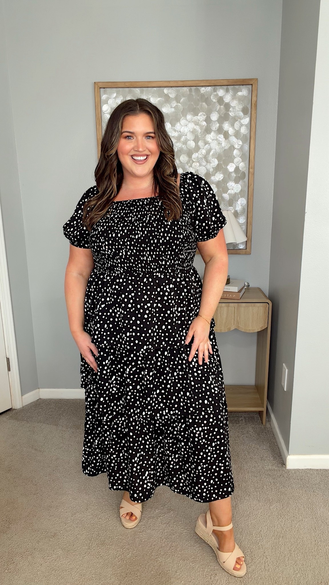 Black polka dot midi plus size dress size XXL 🖤
 tiered dress plus size, casual everyday dress women, throw on and go outfit plus size, black and white printed dress, Amazon plus size fashion finds, easy outfit idea curvy women, comfy chic dress with stretch, travel outfit dress comfortable, timeless feminine style dress

#LTKPlusSize #LTKootd #LTKgrwm
