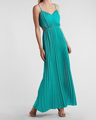Pleated Side Cut-Out Maxi Dress | Express