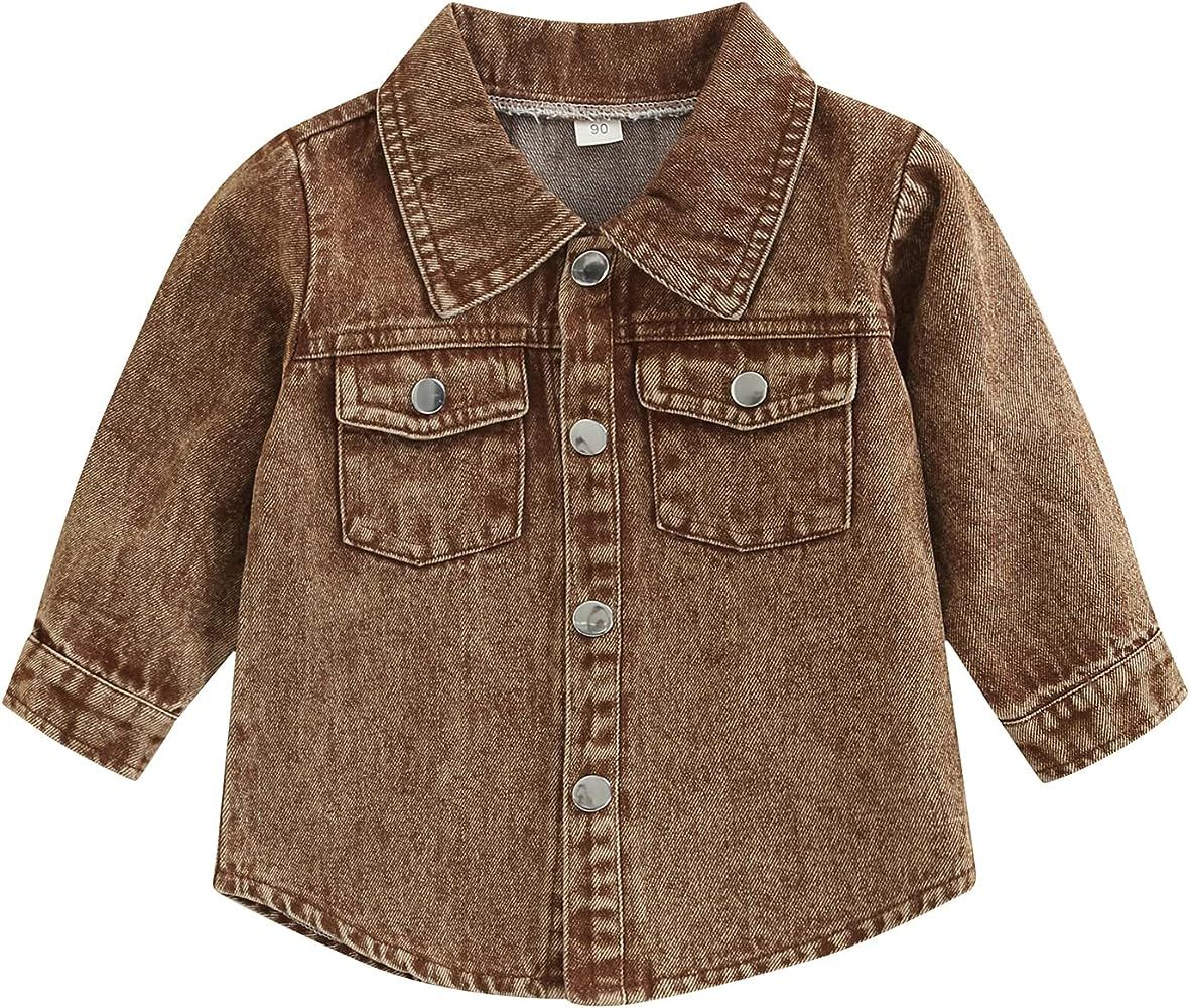 YOKJZJD Toddler Baby Boy Denim Pocket Button Down Long Sleeve Shirt Jean Jacket Fall Clothes | Amazon (US)