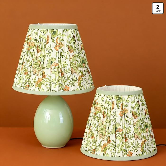 Lamp Shades Set of 2, 5" Top x 9" Bottom x 7" Slant Chandelier Shades Gingham Ruffle Scallop Lamp... | Amazon (US)