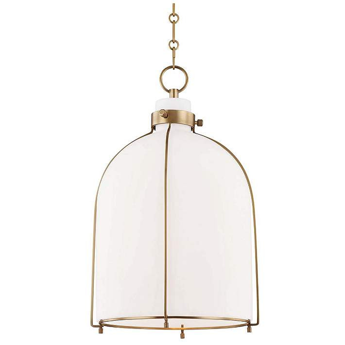 Hudson Valley Eldridge 14" Wide Aged Brass and Glass Pendant - #577P1 | Lamps Plus | Lamps Plus