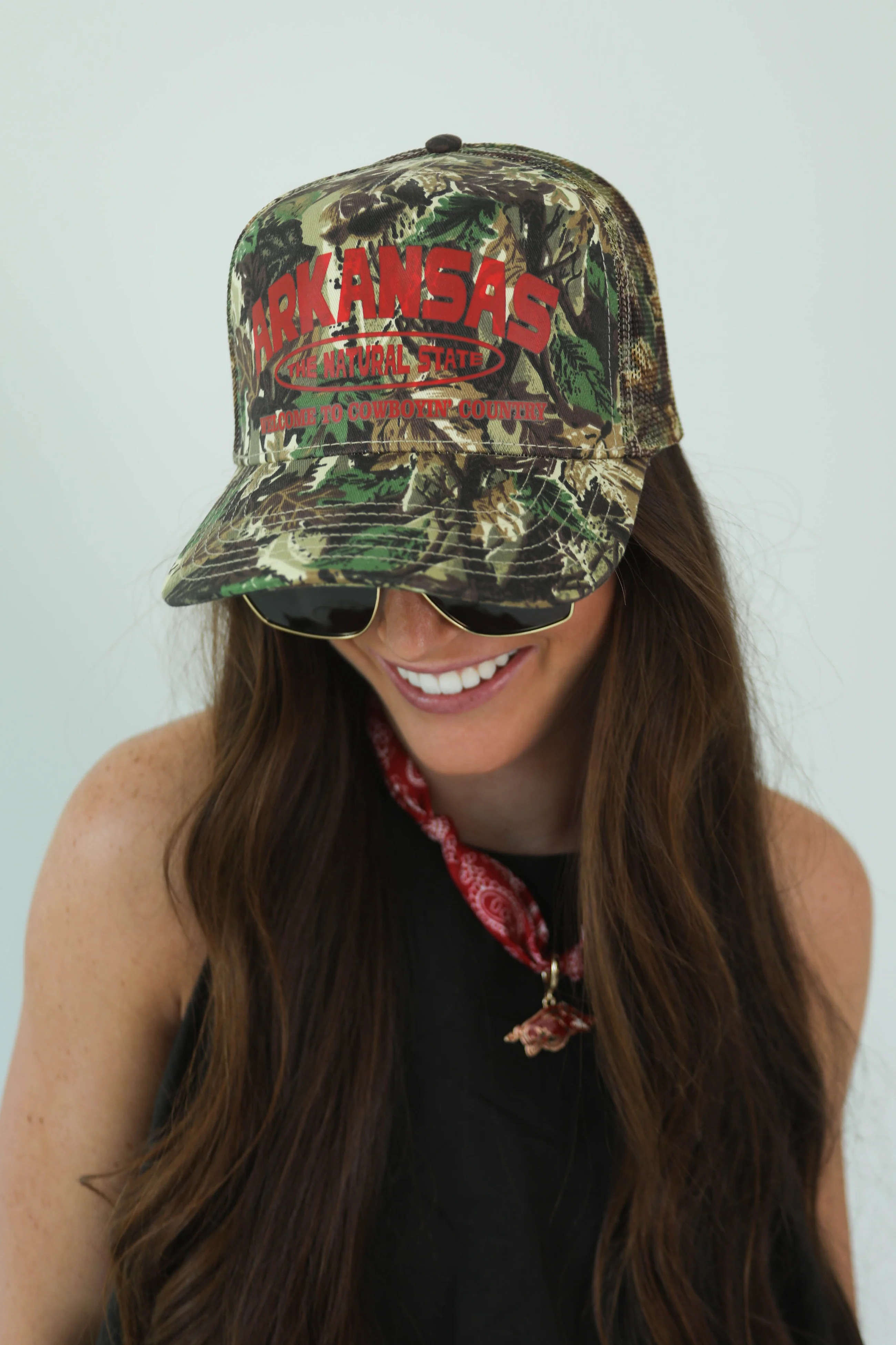 charlie southern: arkansas camo trucker hat - red | RIFFRAFF
