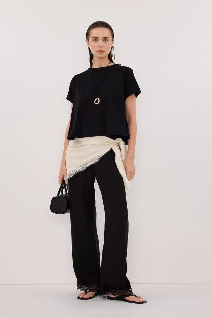 TATUM BLACK SHORT SLEEVE COTTON TEE | DISSH