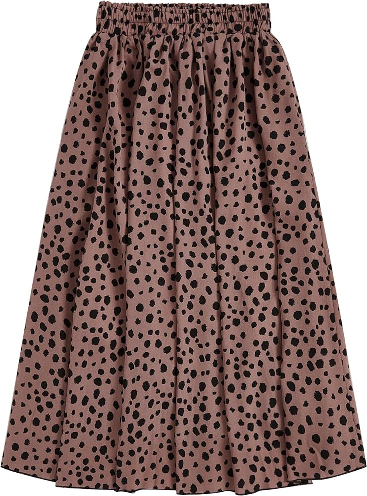 Milumia Women's Vintage Printed A Line High Waist Flare Flowy Casual Midi Skirts | Amazon (US)