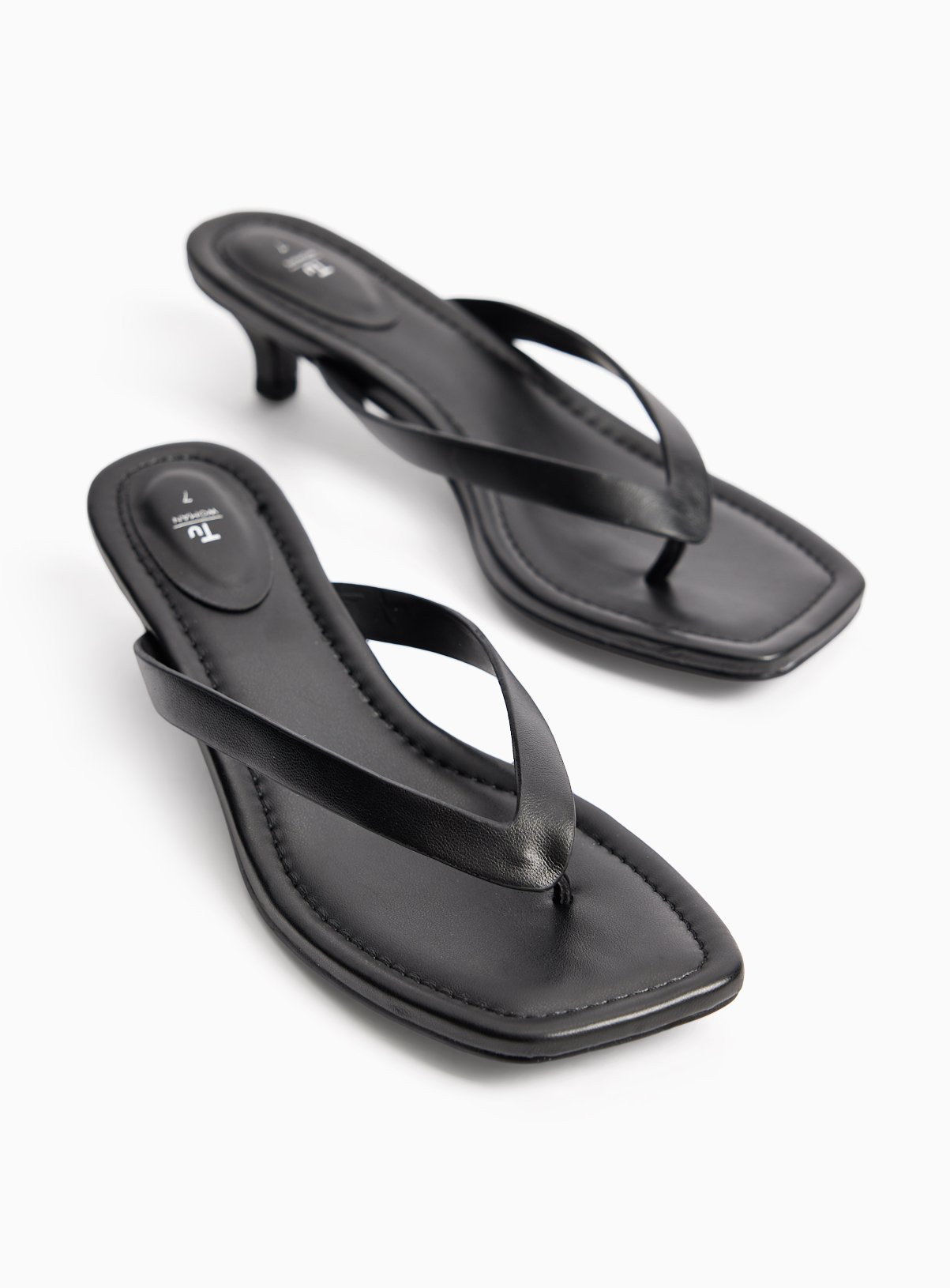 Black Heeled Toe Post Sandals | Tu Clothing