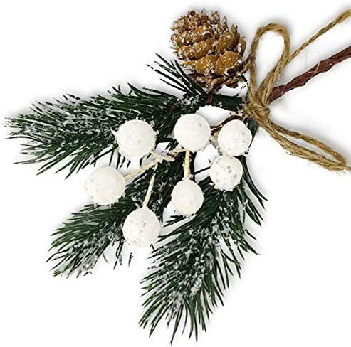Artificial Christmas Picks 8 Pack, White Christmas Berries Stems Pine Branches Cones Holly Spray ... | Amazon (US)
