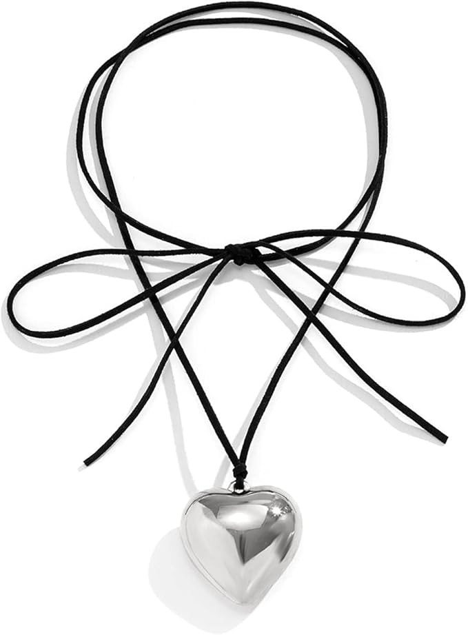 Etercycle Silver Chrome Heart Choker Necklace for Women Goth Accessories | Amazon (US)