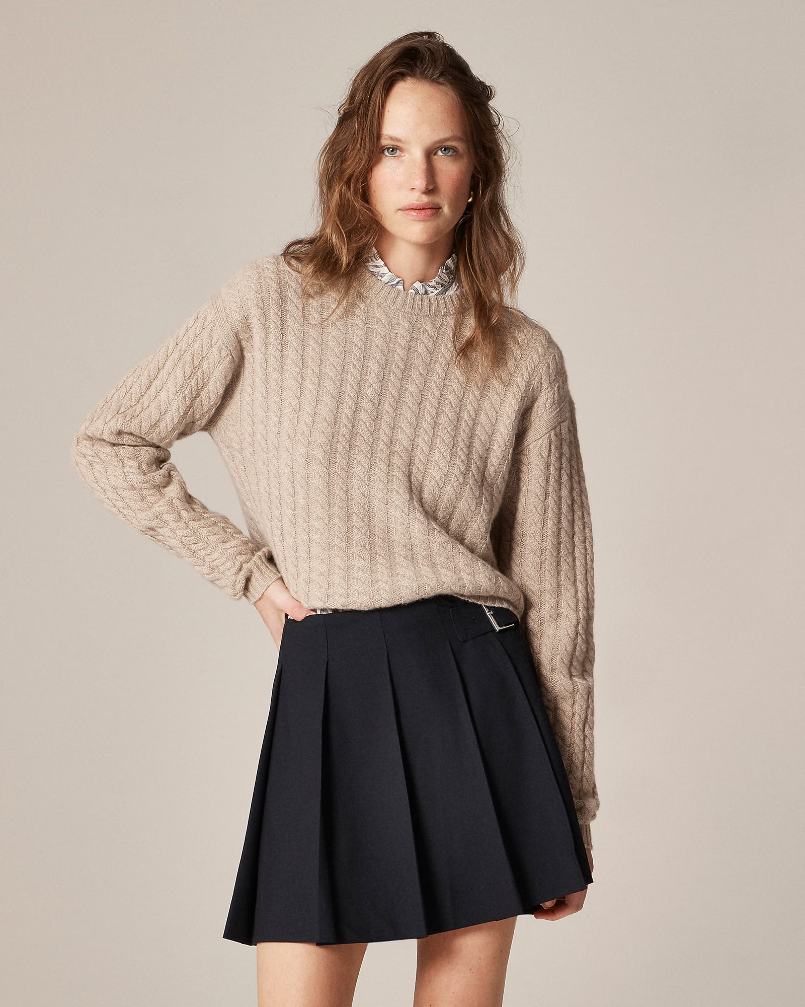 Perfect cashmere cable-knit crewneck sweater | J. Crew US