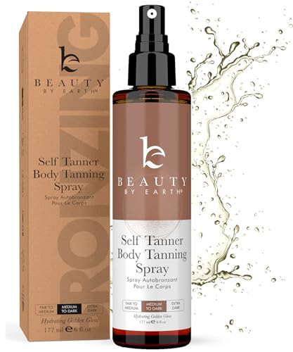 Self Tanner Spray - USA Made with Natural & Organic Ingredients, Fast Drying Spray Tan for Pale Skin, Non Toxic Gradual Tanning Spray, Sunless Tanning Water for Women & Men, Medium to Dark | Amazon (US)
