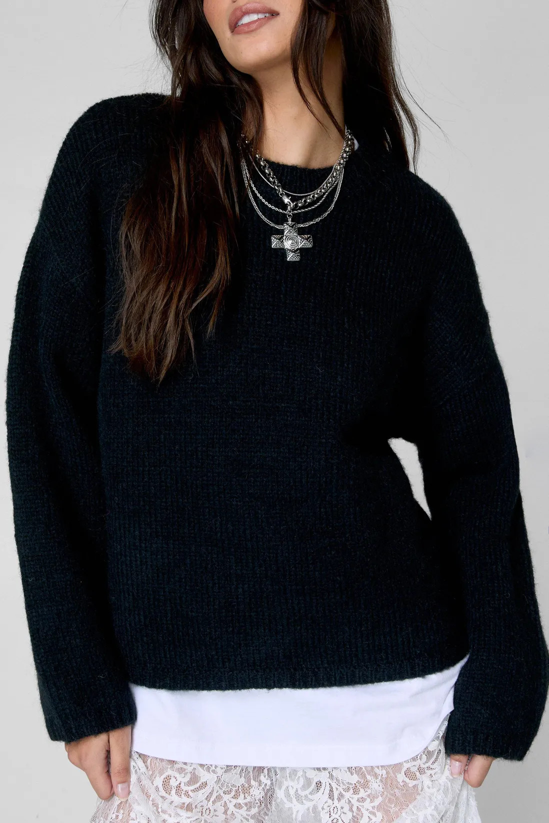 Jumpers & Cardigans | Oversized Crew Neck Sweater | NastyGal | NastyGal UK