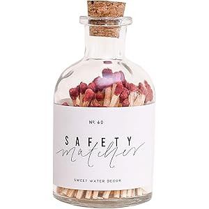 Sweet Water Decor Small Safety Matches in Apothecary Glass Bottle | Chic Rustic Jar of Approx. 60 De | Amazon (US)