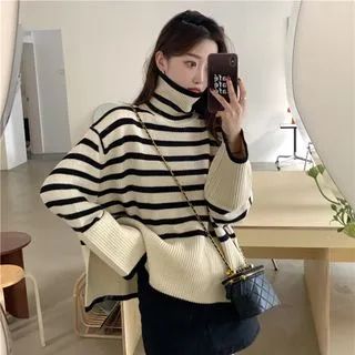 Turtleneck Striped Sweater | YesStyle Global