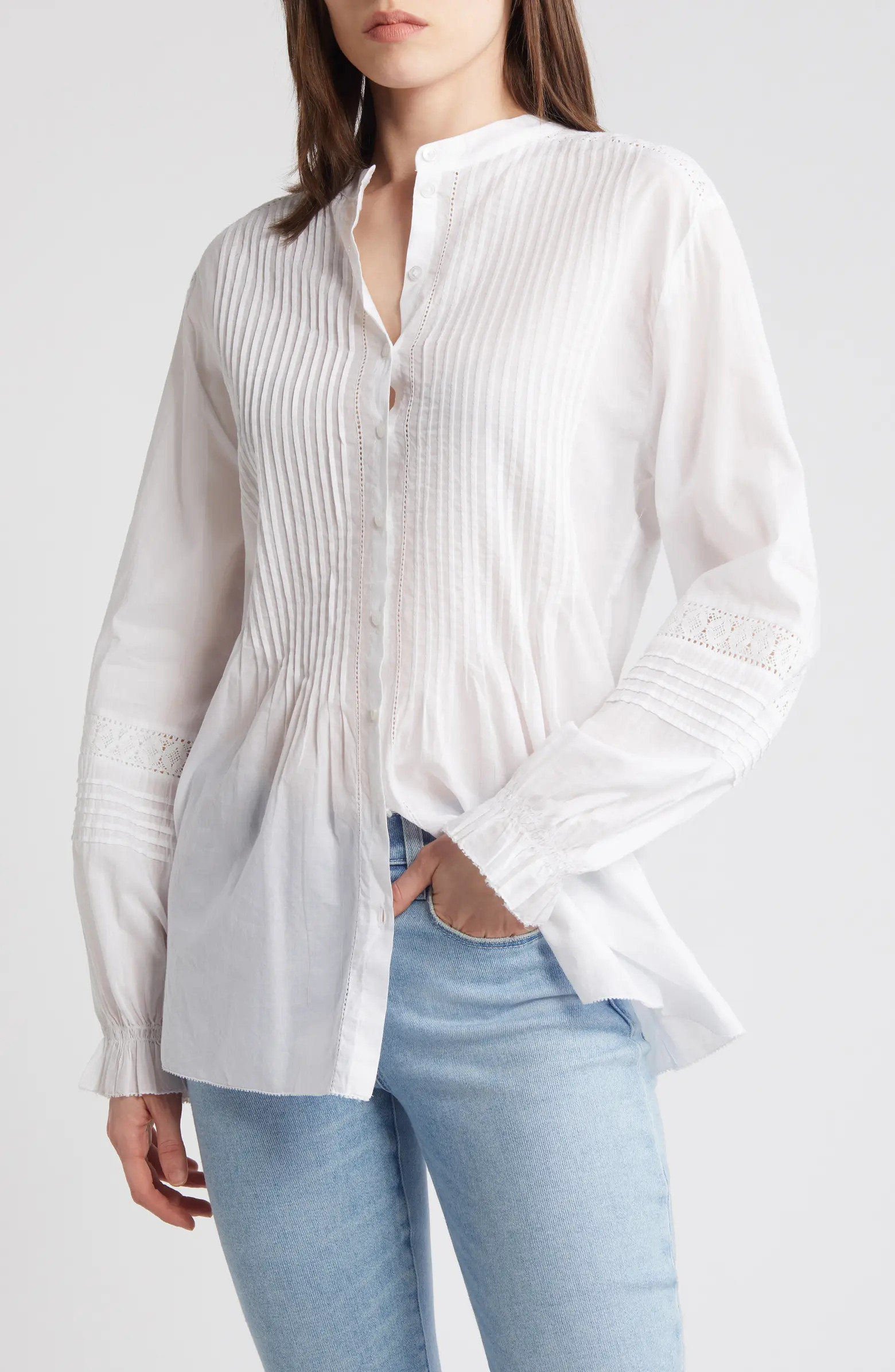 Treasure & Bond Pintuck Cotton Poplin Button-Up Shirt | Nordstrom | Nordstrom