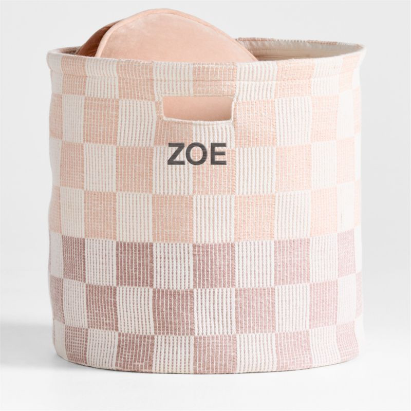 Hopscotch Elegant Pink and Classic Mauve Checkerboard Large Floor Storage Bin | Crate & Kids | Crate & Barrel