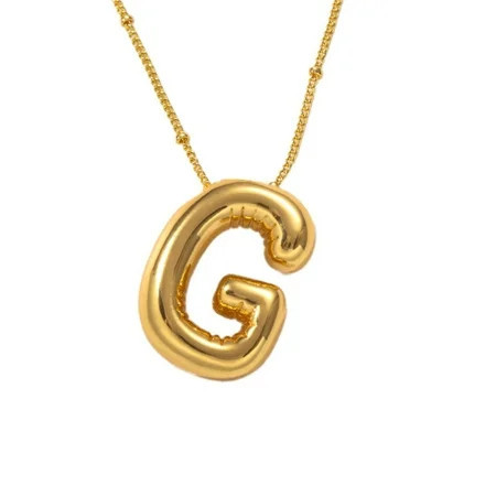 Bubble Letter Necklace Gold Plated Balloon Initial Pendant With Bead Chain Dainty Jewelry Gift For Women Jewelry Essentials G(Clearance) | Walmart (US)