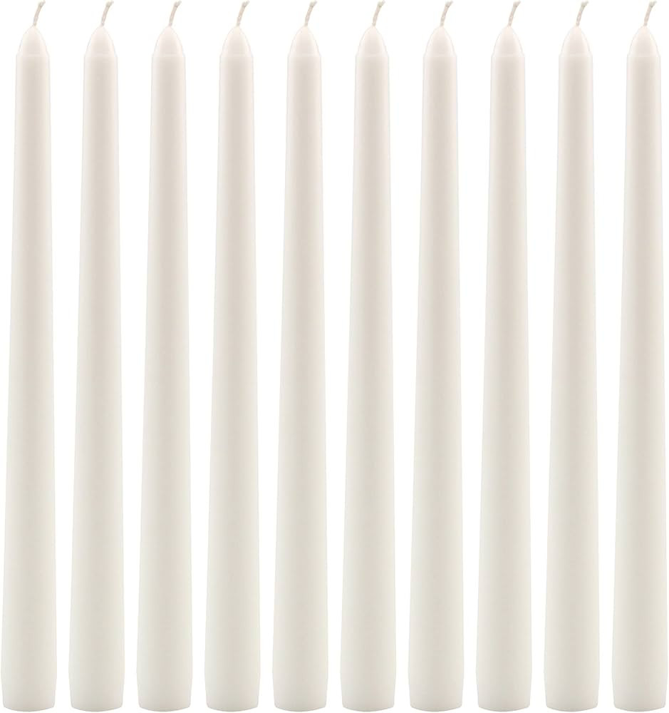Stonebriar Tall 10" White Unscented Dripless 10 Count Taper Candles, 7 Hour Burn Time | Amazon (US)