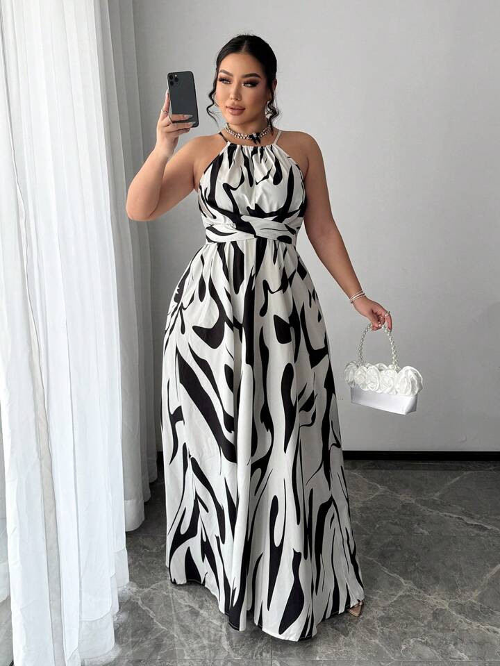 SHEIN SXY Plus Size Women's Spring & Summer Sexy Elegant Commute Simple Black & White Stripe Prin... | SHEIN