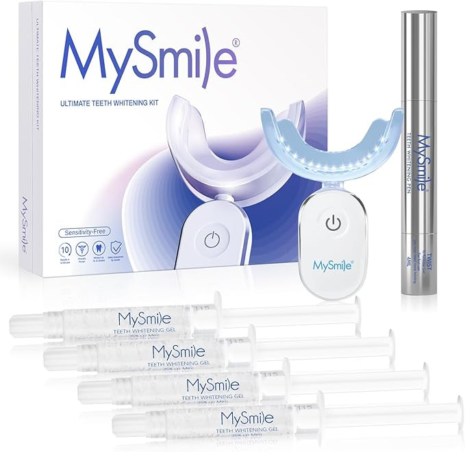 MySmile Deluxe 10 Min Teeth Whitening Kit with 28 LED Light, 35% Carbamide Peroxide Teeth Whiteni... | Amazon (US)