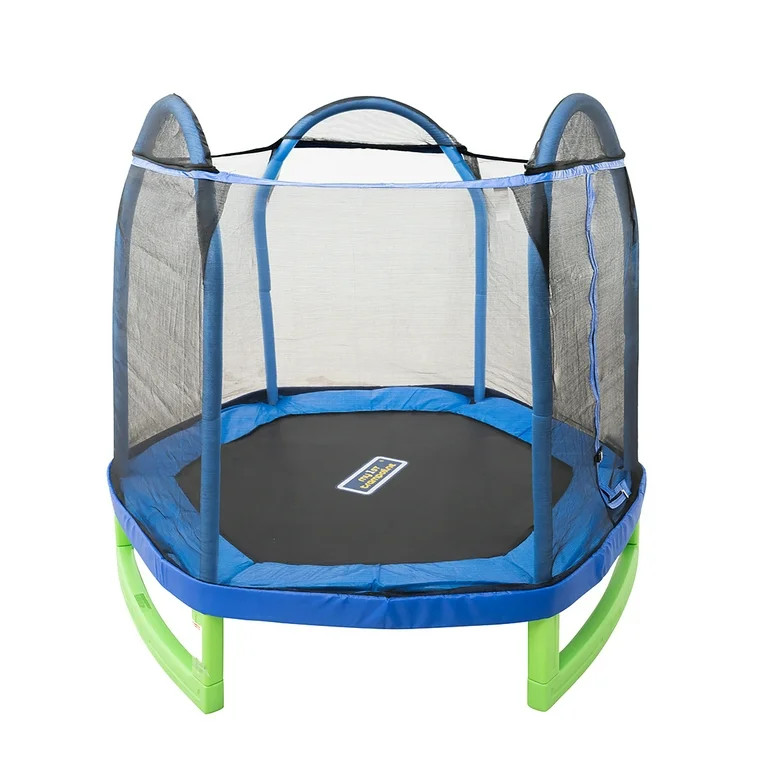 Sportspower 7' My 1st Trampoline for Kids 3-10 with Safety Enclosure Blue and Green | Walmart (US)