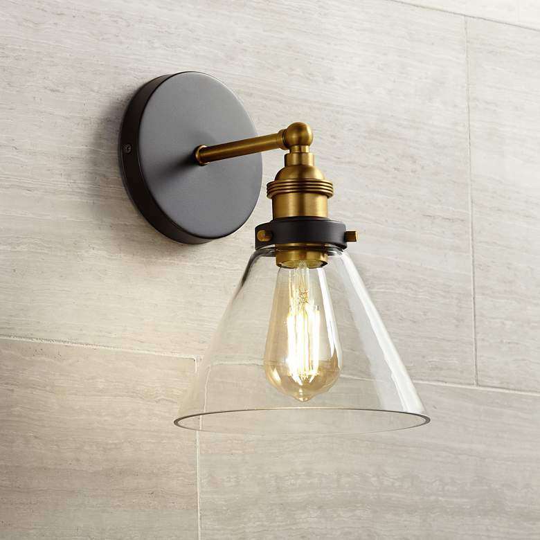 360 Lighting Burke 10 3/4" High Bronze and Warm Brass LED Wall Sconce - #35G78 | Lamps Plus | Lamps Plus