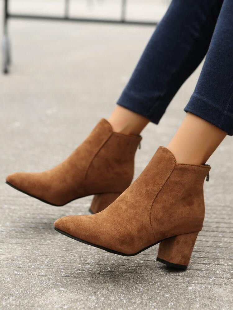Point Toe Chunky Heeled Faux Suede Classic Boots
       
              
              CA$43.20   ... | SHEIN