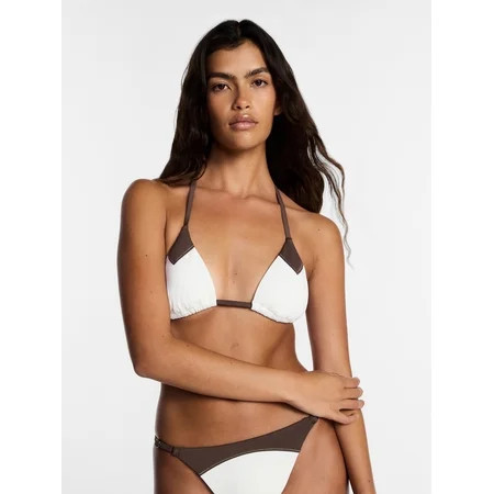 Kacey Lee Women s and Women s Plus Triangle Halter Bikini Top with Seaming Sizes XS-3X | Walmart (US)